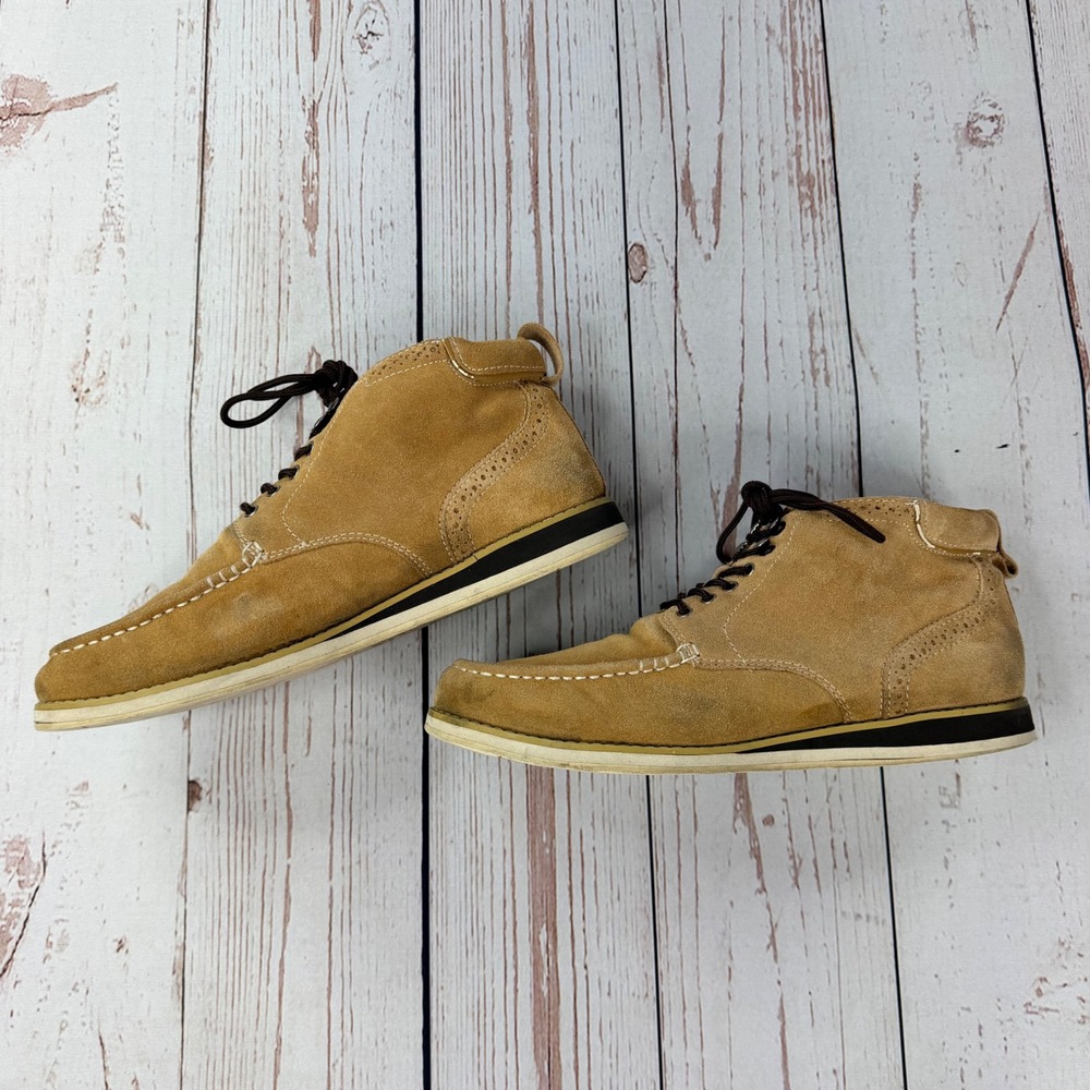 Stacy Adams Mens Tan Suede Moc Toe Lace Up Boots 53350-228 Size 8M